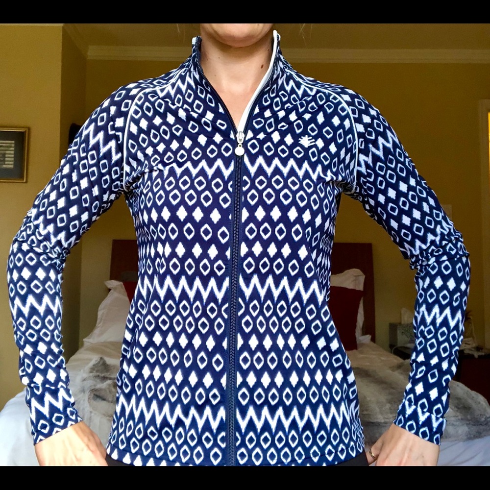 Coolibar swim jacket, sz small blue UPF 50+